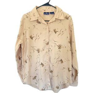 Vintage Solutions Casualwear Beige Floral Button Down Blouse (M)